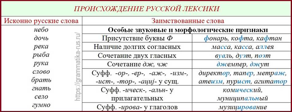 Примеры заимствованных слов в русском языке