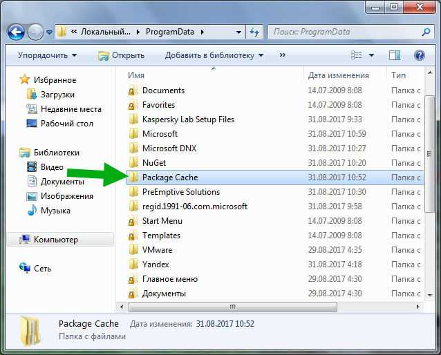 Что такое папка Program data package cache?
