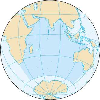 Расположение Индийского моря на глобальной карте