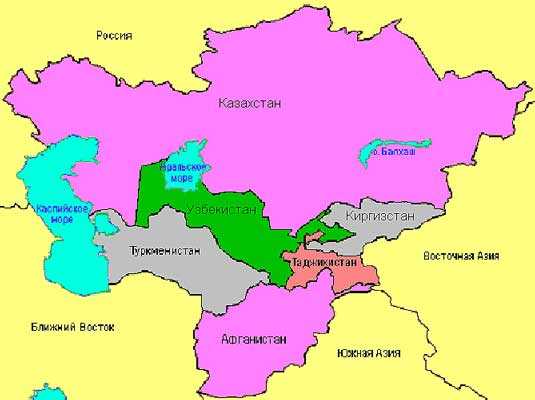 Географическое расположение Средней Азии