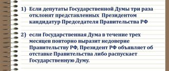 Правовые основы распуска государственной думы президентом